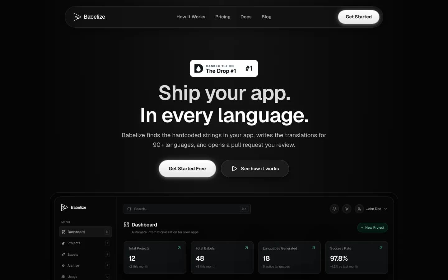 Babelize website on desktop