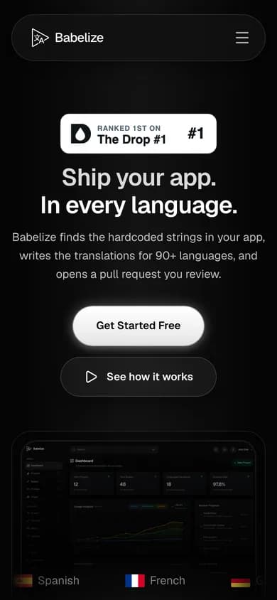 Babelize website on a phone
